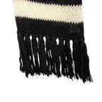 Saint Laurent Mohair Blend Fringe Border Knit Scarf Black Ivory — view 4