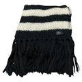 Saint Laurent Mohair Blend Fringe Border Knit Scarf Black Ivory