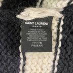 Saint Laurent Mohair Blend Fringe Border Knit Scarf Black Ivory — view 7