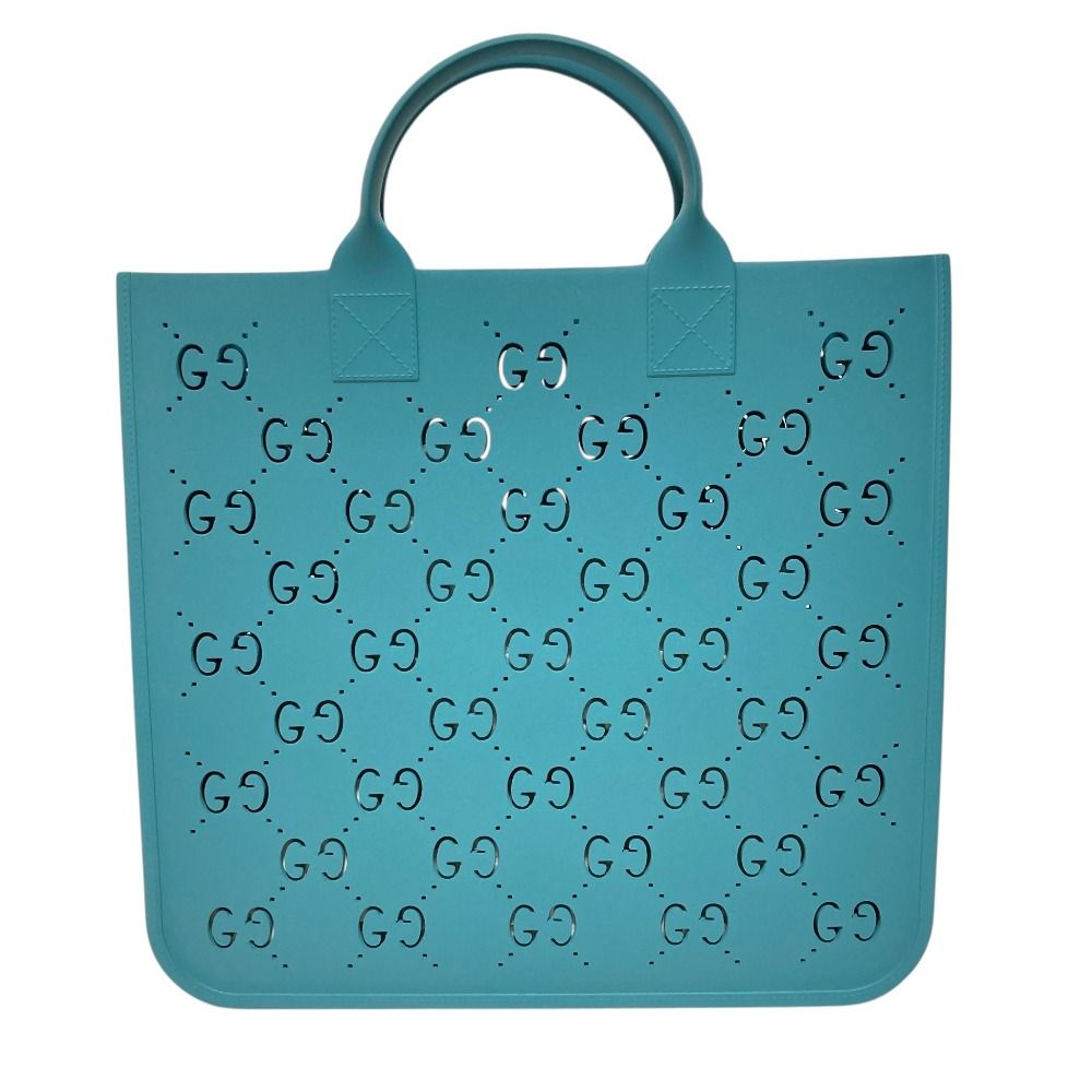 Gucci Children's GG Supreme Rubber Tote Turquoise Blue