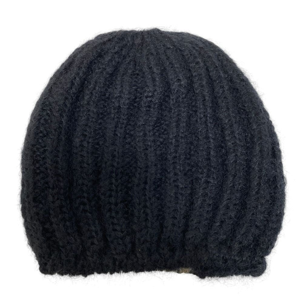 Gucci Leaf Pattern Embroidery Silk Blend Mohair Knit Cap M Black — view 2