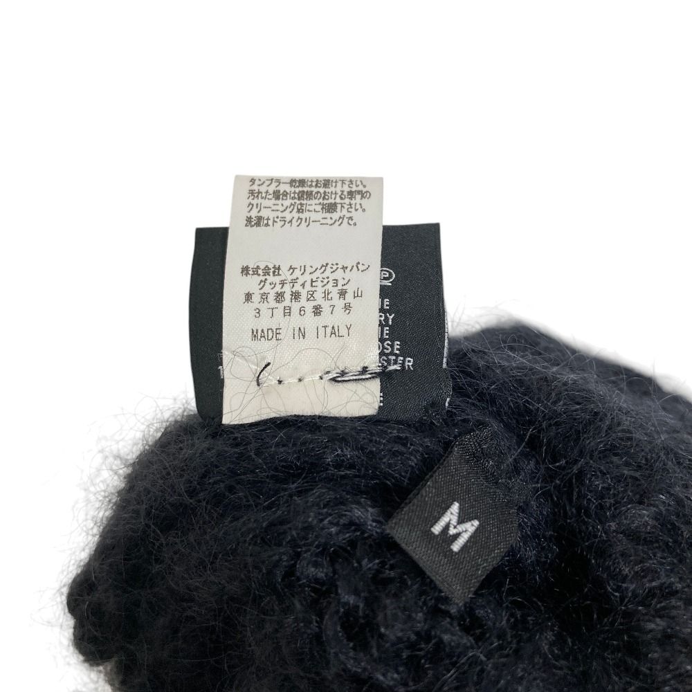 Gucci Leaf Pattern Embroidery Silk Blend Mohair Knit Cap M Black — view 7