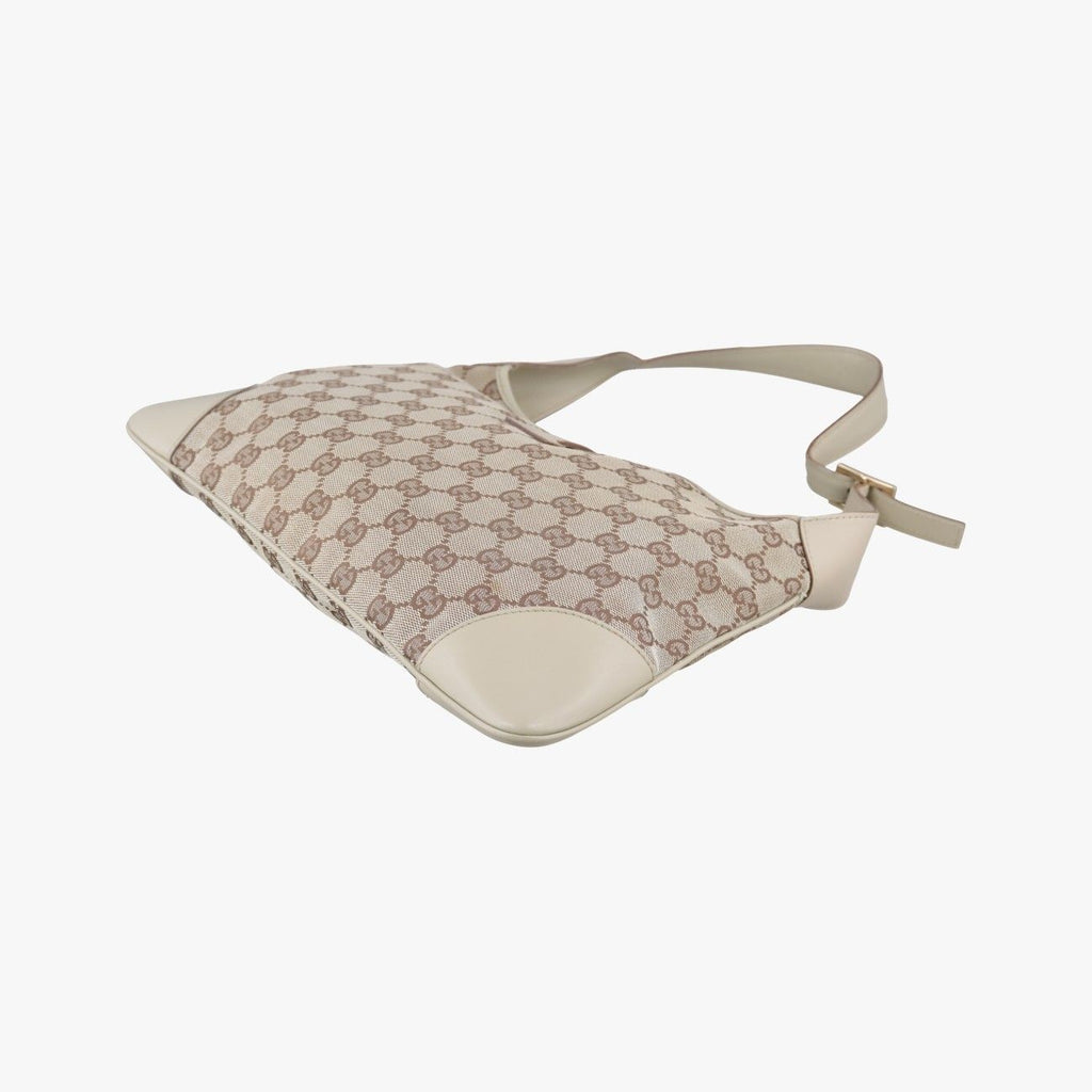Gucci Jackie Ivory Beige Canvas Leather Handbag — view 6