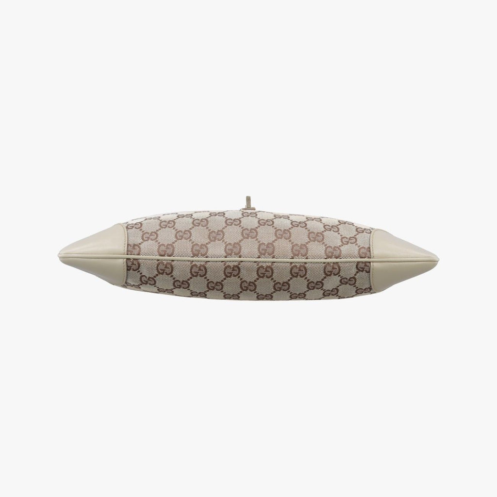 Gucci Jackie Ivory Beige Canvas Leather Handbag — view 3