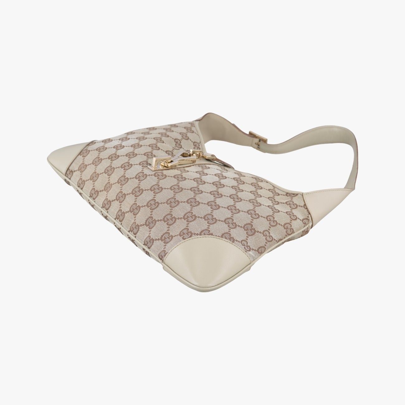 Gucci Jackie Ivory Beige Canvas Leather Handbag — view 4