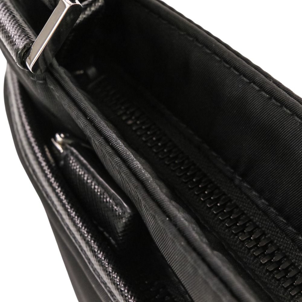 Prada Re-Nylon Saffiano Leather Shoulder Bag Black — view 9
