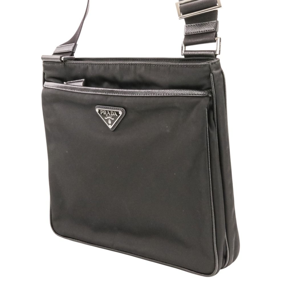 Prada Re-Nylon Saffiano Leather Shoulder Bag Black — view 7