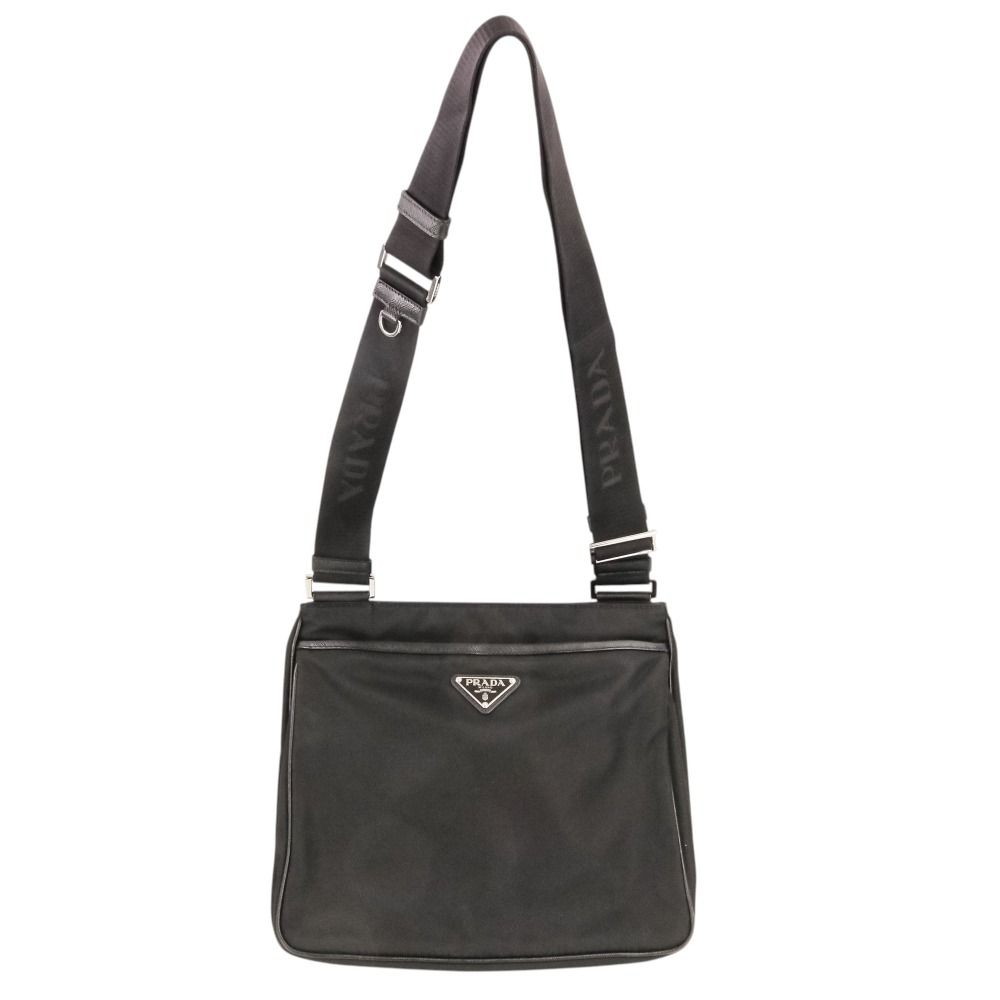 Prada Re-Nylon Saffiano Leather Shoulder Bag Black