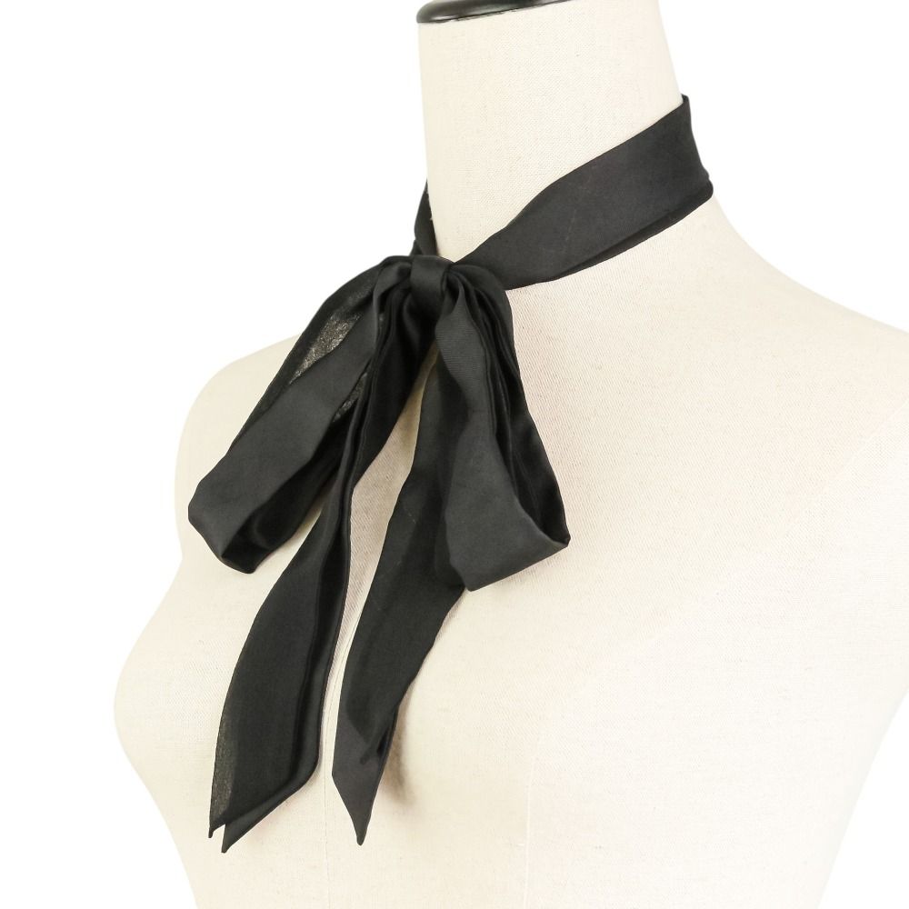 Chanel Silk CC Logo Bowtie Ribbon Scarf Black — view 2