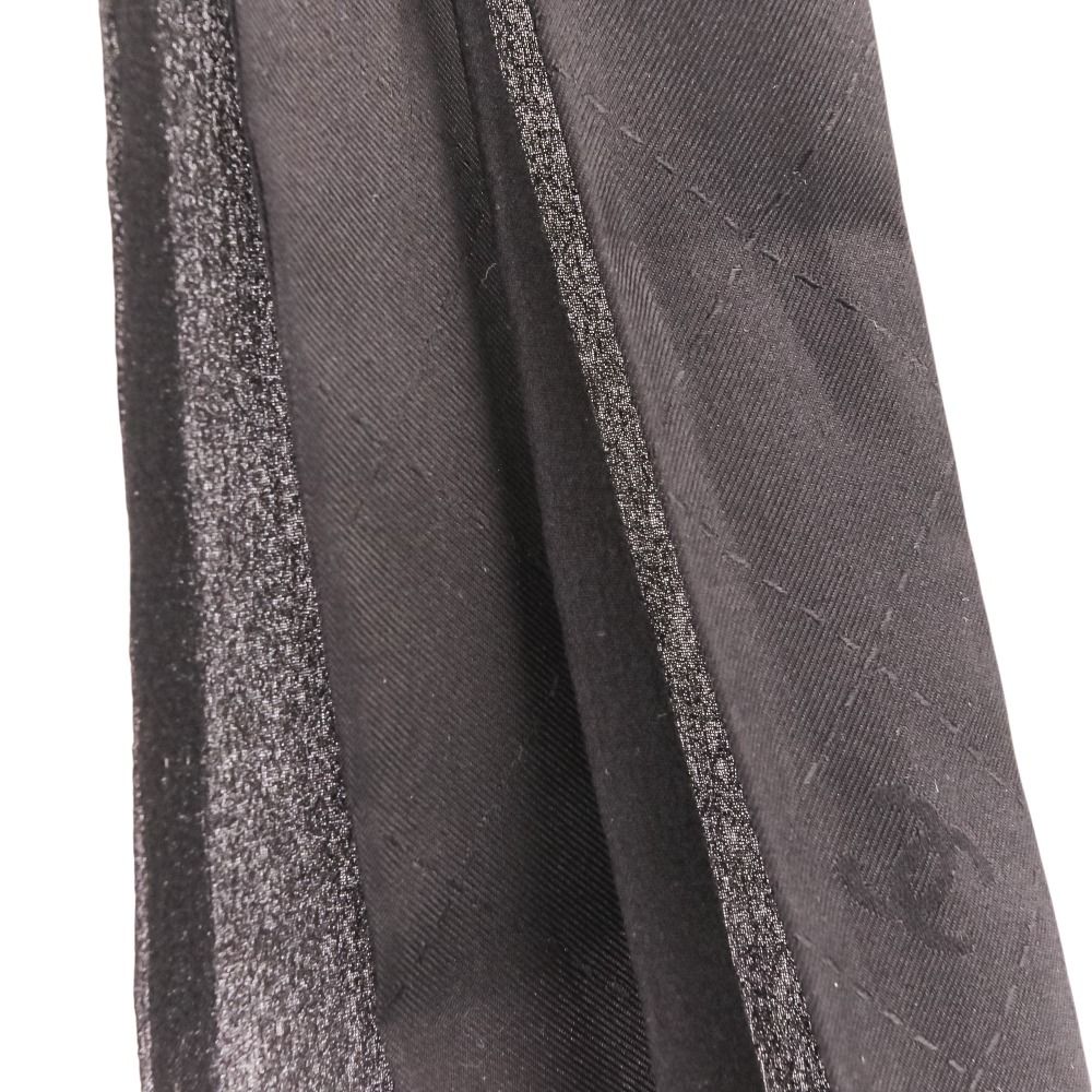 Chanel Silk CC Logo Bowtie Ribbon Scarf Black — view 7