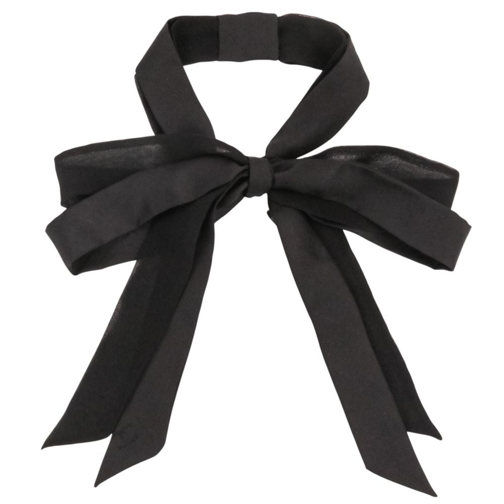 Chanel Silk CC Logo Bowtie Ribbon Scarf Black — view 4