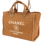Chanel Deauville MM Tote Chain Shoulder Bag Pink Beige — view 7