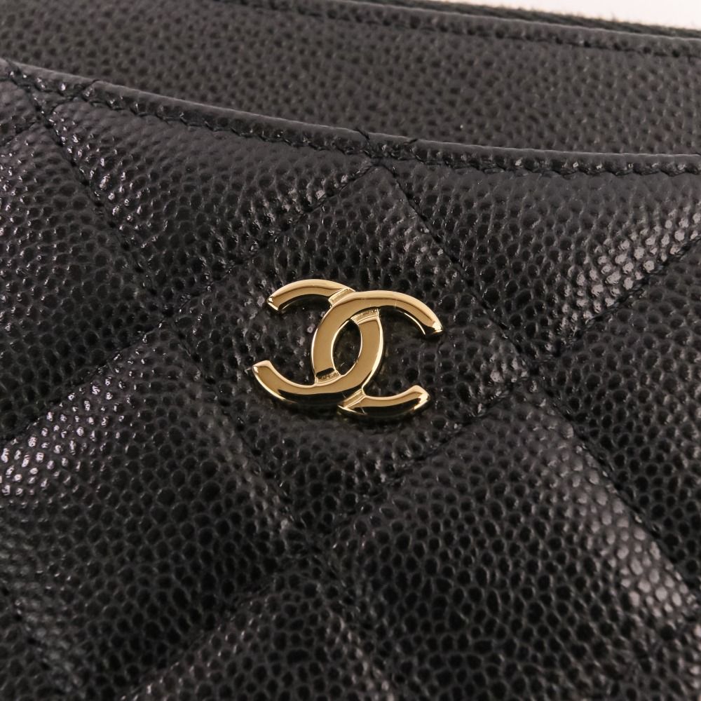 Chanel Classic Zip Coin Purse Caviar Leather Quilted Case Black — view 5