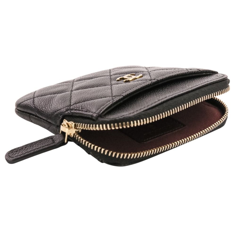 Chanel Classic Zip Coin Purse Caviar Leather Quilted Case Black — view 6