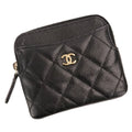 Chanel Classic Zip Coin Purse Caviar Leather Quilted Case Black