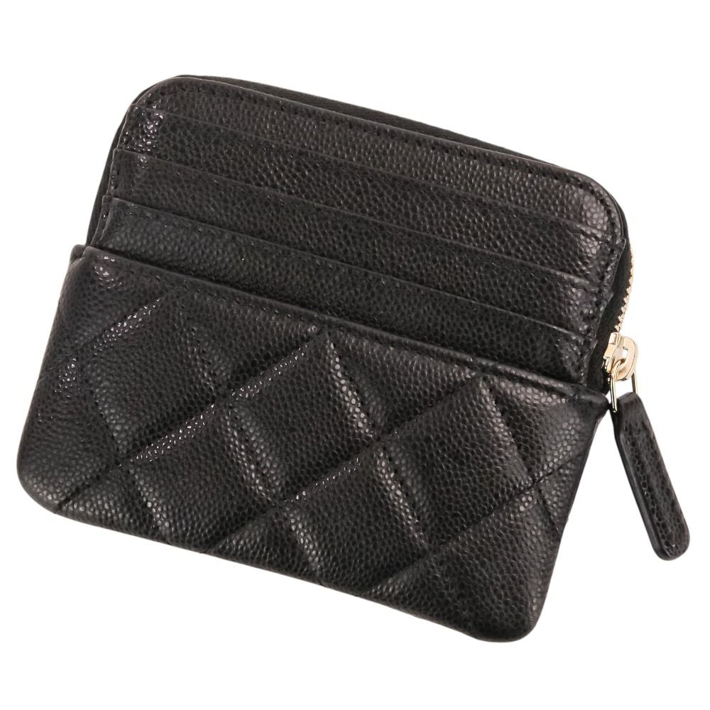 Chanel Classic Zip Coin Purse Caviar Leather Quilted Case Black — view 2