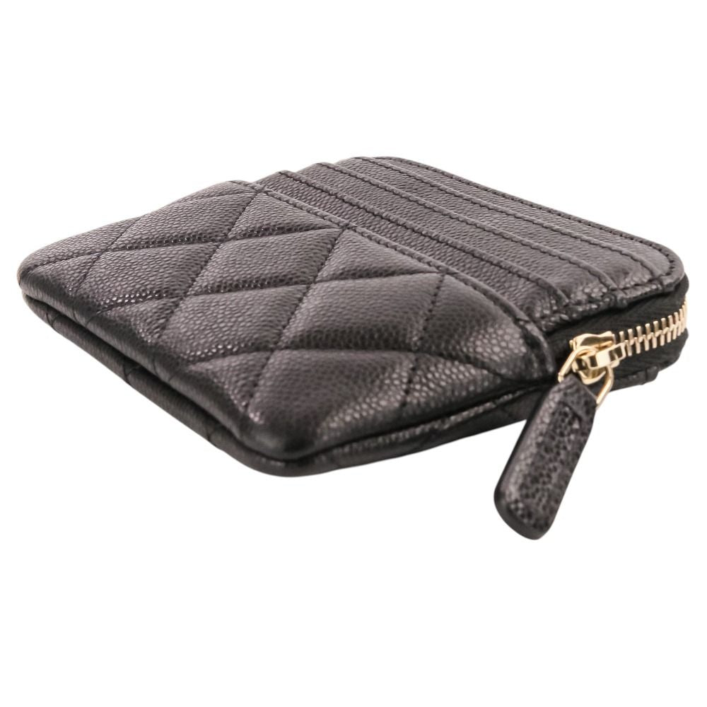Chanel Classic Zip Coin Purse Caviar Leather Quilted Case Black — view 4