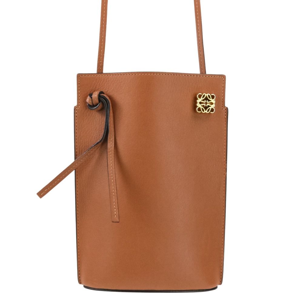 Loewe Anagram Dice Pocket Leather Shoulder Bag Brown