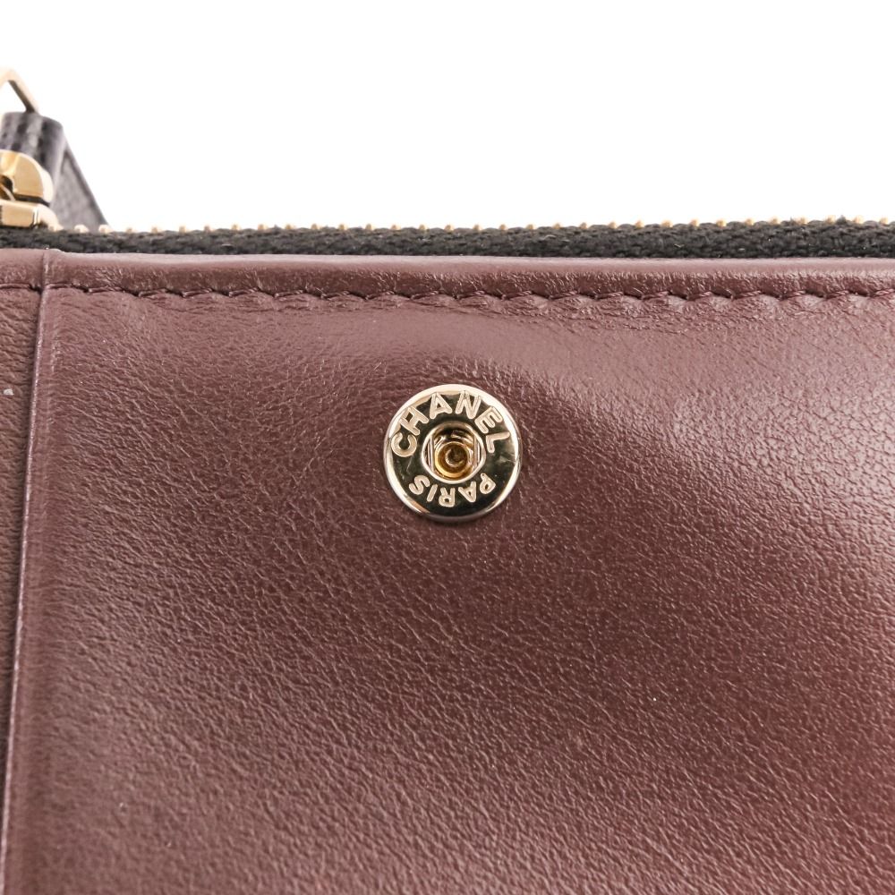 Chanel Caviar Leather Quilted CC Logo Compact Wallet Bifold Black — view 9
