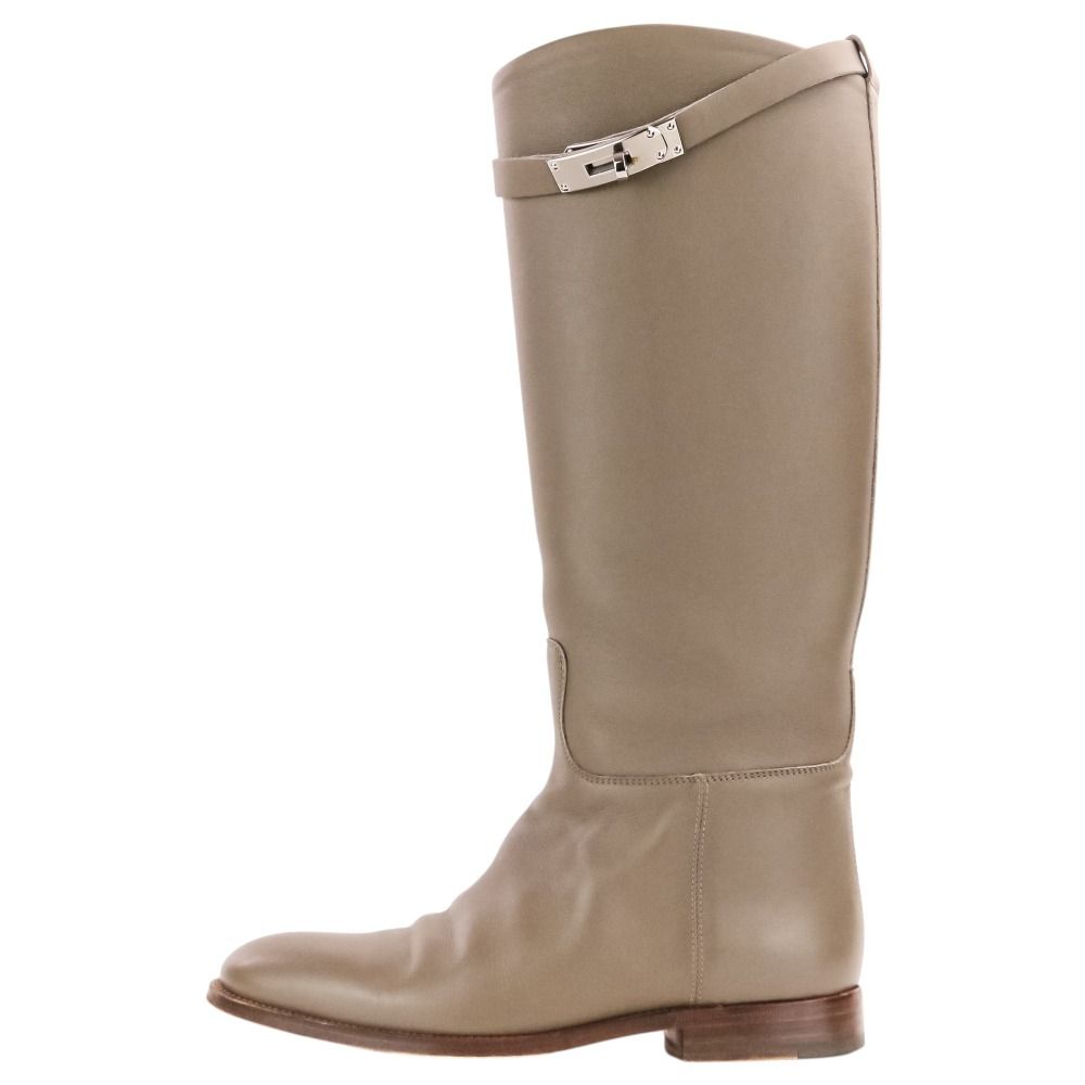 Hermes Jumping Boots Kelly Leather Long 36.5 Gray — view 3