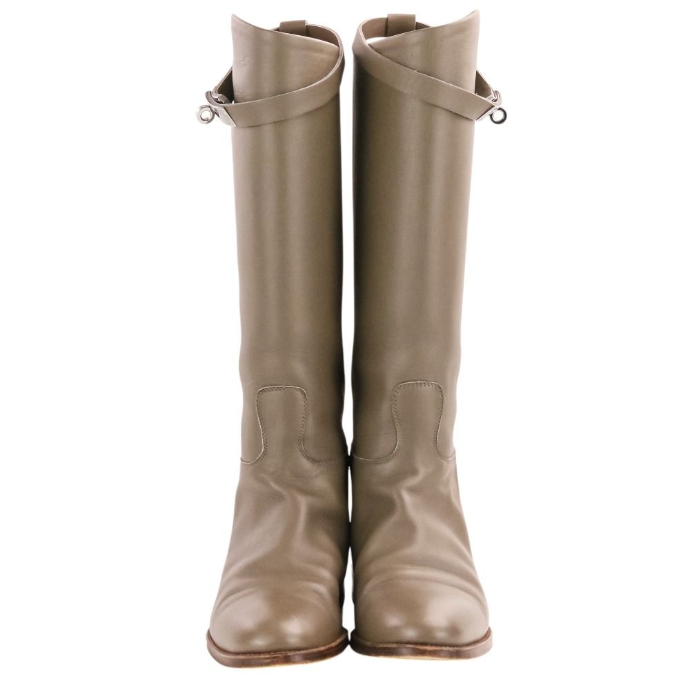 Hermes Jumping Boots Kelly Leather Long 36.5 Gray — view 2
