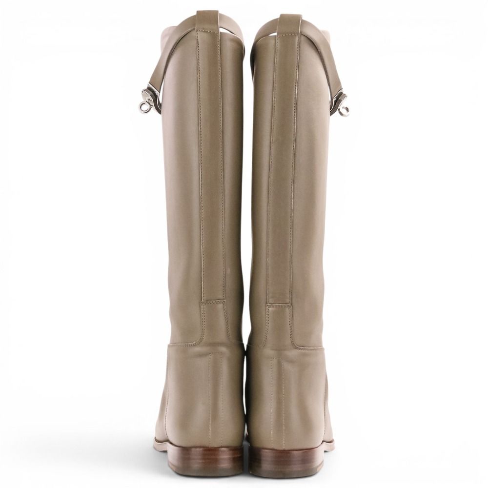 Hermes Jumping Boots Kelly Leather Long 36.5 Gray — view 5