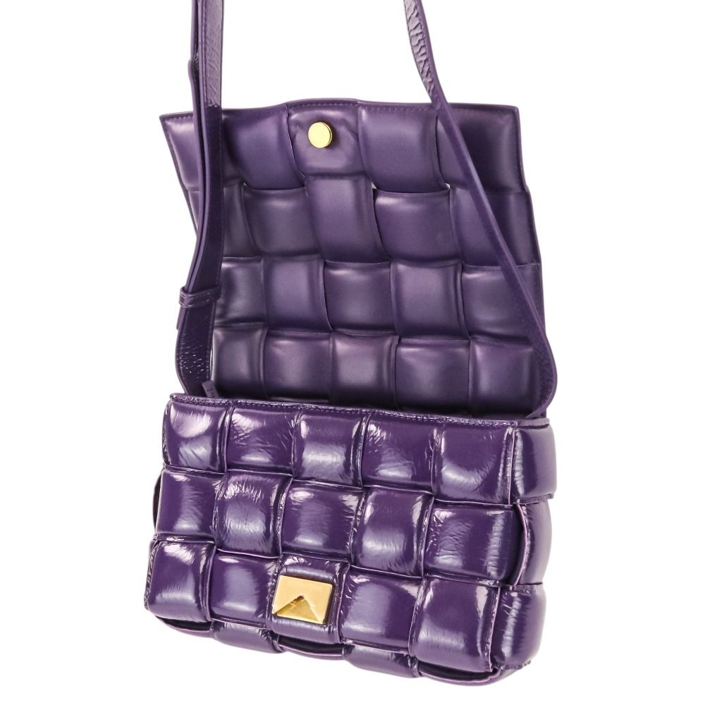 Bottega Veneta Padded Cassette Intrecciato Shoulder Bag Purple — view 8