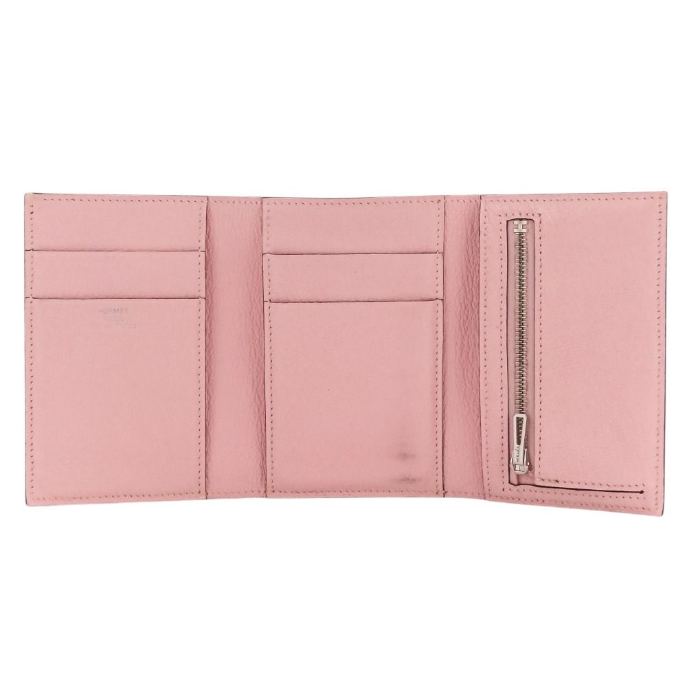Hermes Bearn Combination Compact Wallet Trifold Rose Sakura Pink — view 7
