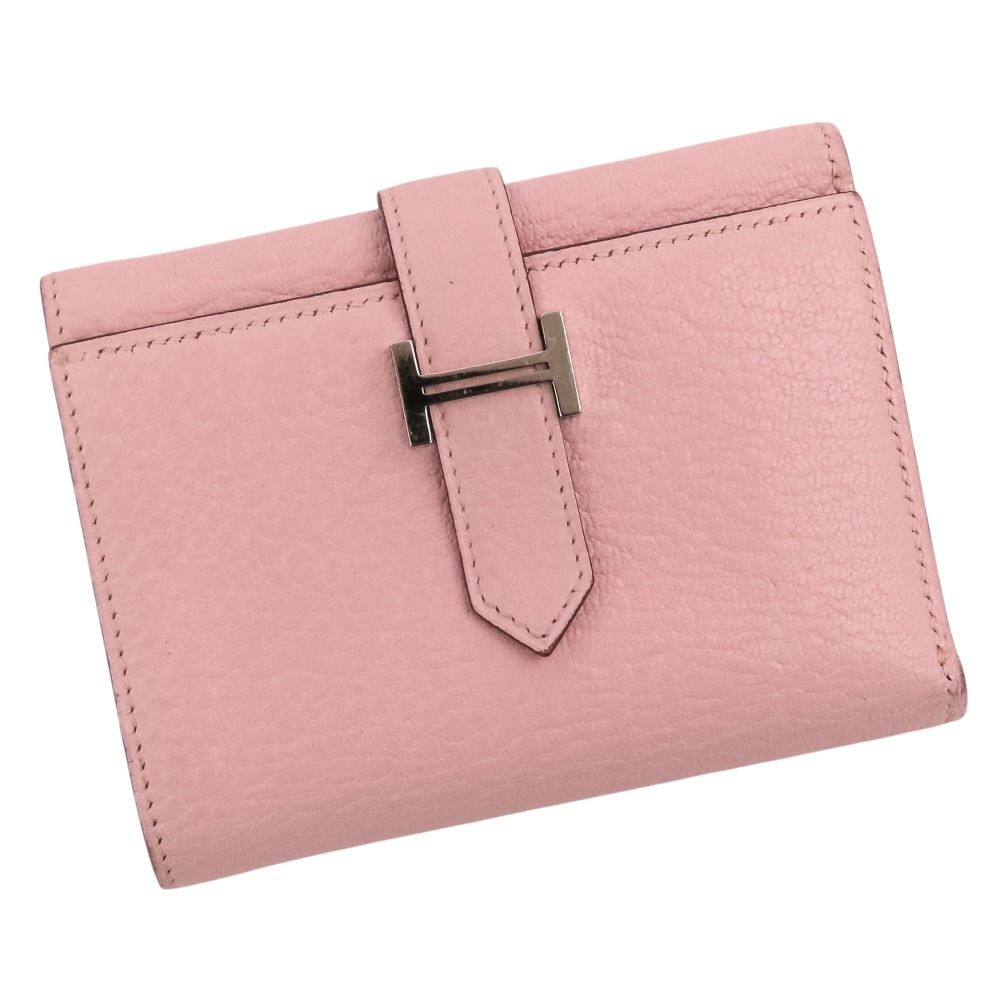 Hermes Bearn Combination Compact Wallet Trifold Rose Sakura Pink