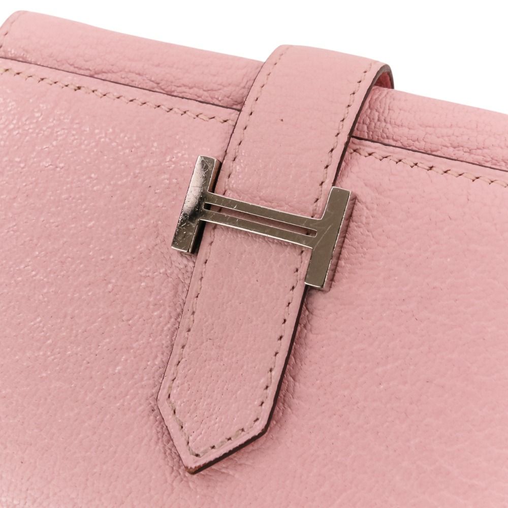 Hermes Bearn Combination Compact Wallet Trifold Rose Sakura Pink — view 5