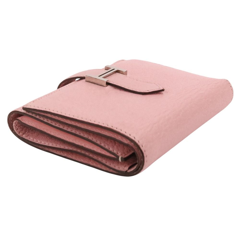 Hermes Bearn Combination Compact Wallet Trifold Rose Sakura Pink — view 3