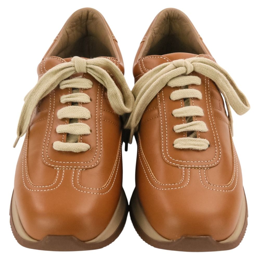 Hermes Quick Leather Low Cut Sneakers 36.5 Brown — view 2