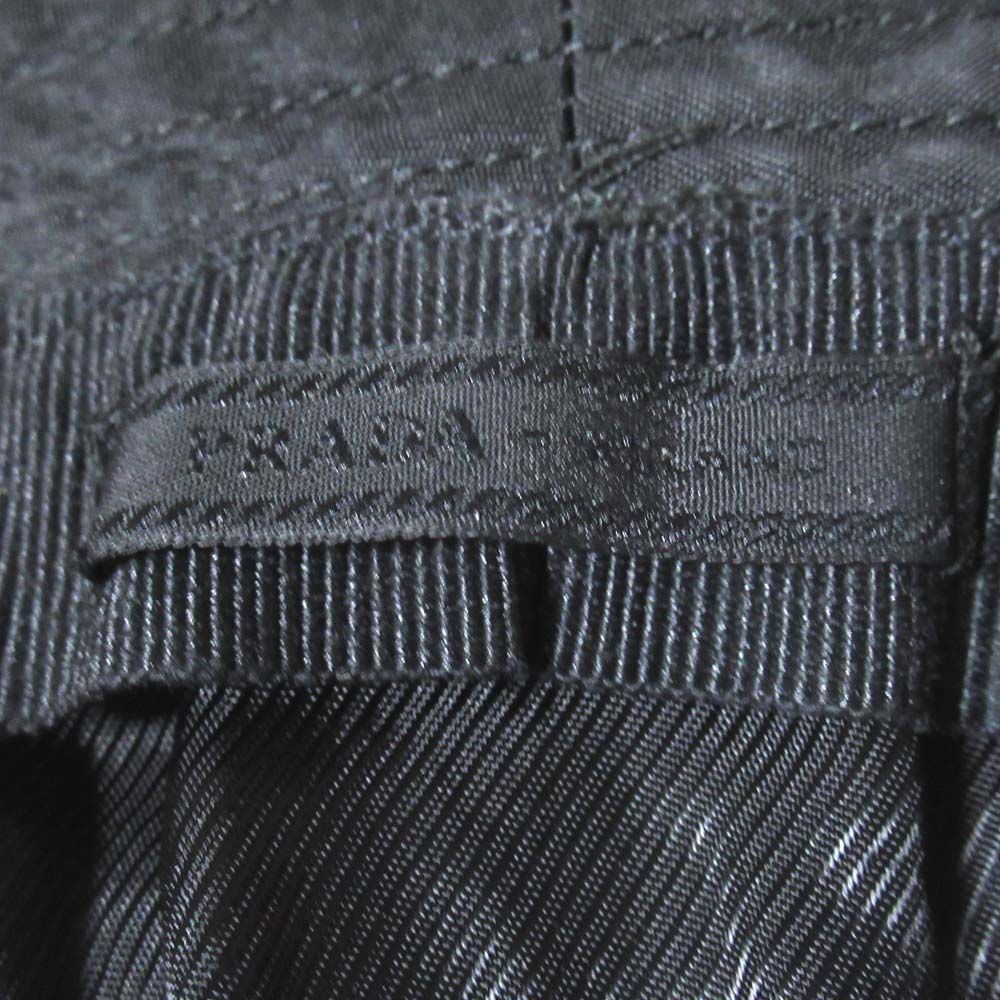 Prada Vintage Logo Embroidery Nylon Bucket Hat L Black — view 6