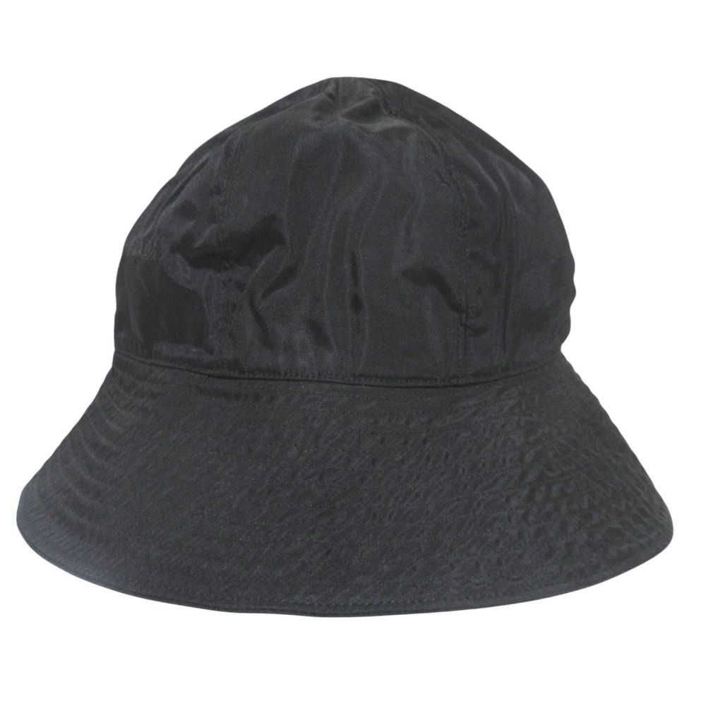 Prada Vintage Logo Embroidery Nylon Bucket Hat L Black — view 2
