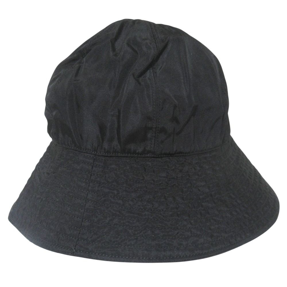 Prada Vintage Logo Embroidery Nylon Bucket Hat L Black — view 3