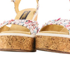Chanel 23c CC Logo Tweed Wedge Sole Thick Sandals 38 White — view 7