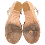Chanel 23c CC Logo Tweed Wedge Sole Thick Sandals 38 White — view 8