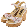 Chanel 23c CC Logo Tweed Wedge Sole Thick Sandals 38 White