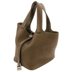 Hermes Picotin Lock PM Taurillon Clemence Leather Tote Etoupe Silver — view 6