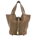 Hermes Picotin Lock PM Taurillon Clemence Leather Tote Etoupe Silver