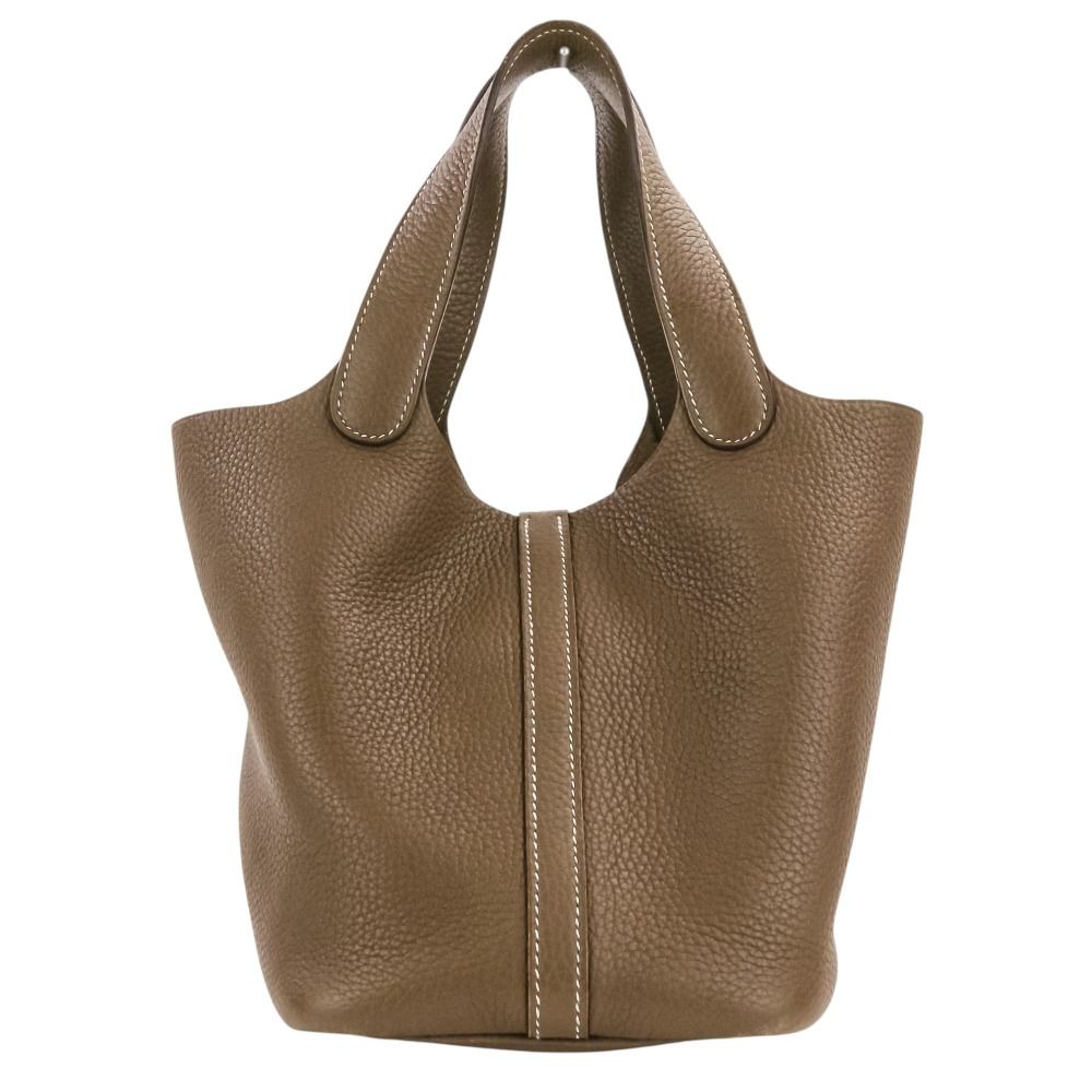 Hermes Picotin Lock PM Taurillon Clemence Leather Tote Etoupe Silver — view 2