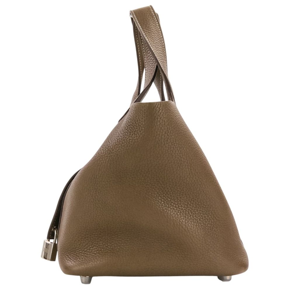 Hermes Picotin Lock PM Taurillon Clemence Leather Tote Etoupe Silver — view 3