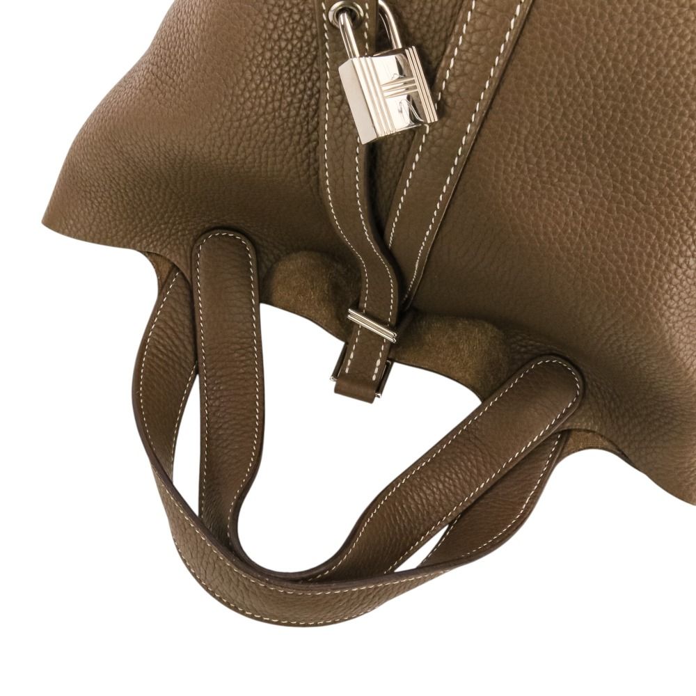 Hermes Picotin Lock PM Taurillon Clemence Leather Tote Etoupe Silver — view 5