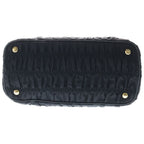 Prada Gathered 2-Way Shoulder Bag Black Nylon Gold — view 4