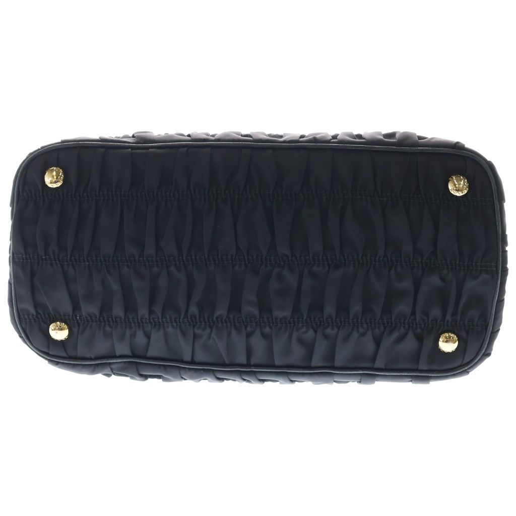 Prada Gathered 2-Way Shoulder Bag Black Nylon Gold — view 4