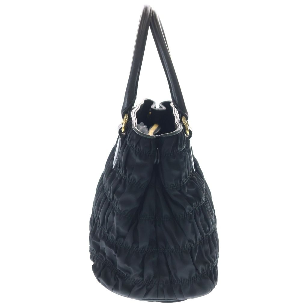 Prada Gathered 2-Way Shoulder Bag Black Nylon Gold — view 3