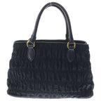 Prada Gathered 2-Way Shoulder Bag Black Nylon Gold — view 2
