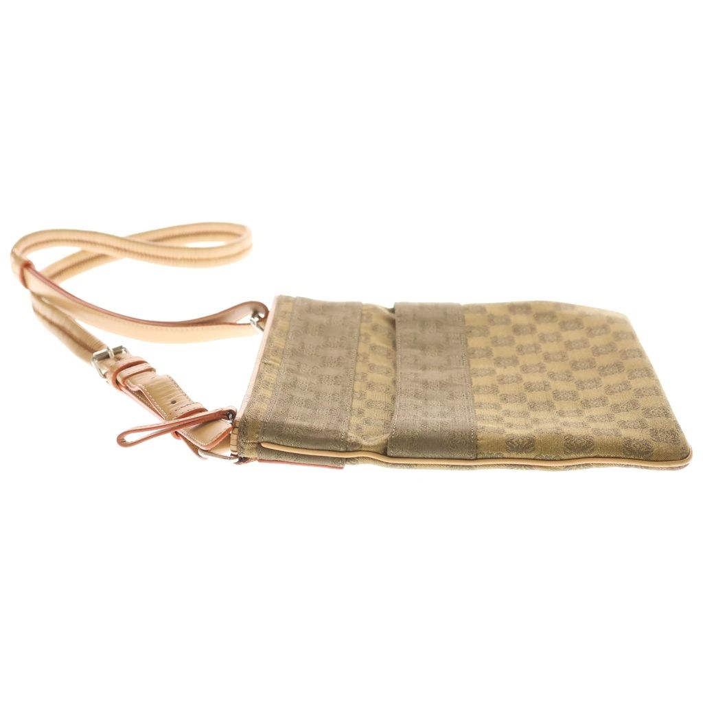 Loewe Repeat Anagram Shoulder Bag Brown Leather Canvas Silver — view 3