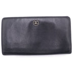 Chanel CC Logo Coco Button Leather Bifold Wallet Black