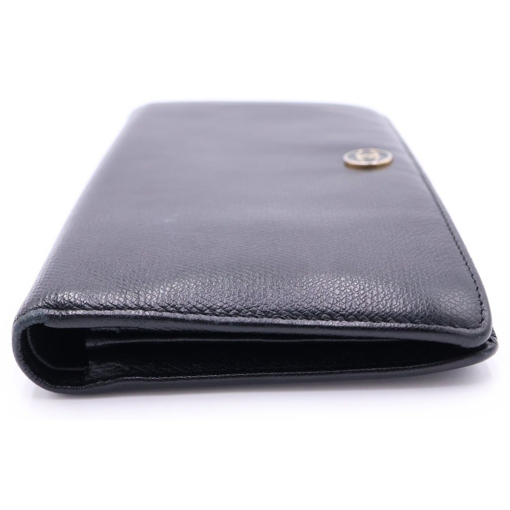Chanel CC Logo Coco Button Leather Bifold Wallet Black — view 3